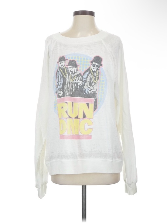 Recycled Karma Tops - Recycled Karma White RUN DMC Graphic Sweatshirt